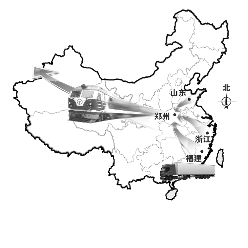 　未來(lái)將有更多沿海城市的貨物集中到鄭州，然后搭乘鄭歐班列出口歐洲。扈森 制圖