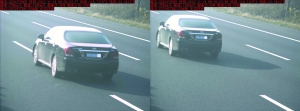 由于車速過快，高清探頭抓拍下的畫面，有一點點模糊 監(jiān)控截圖