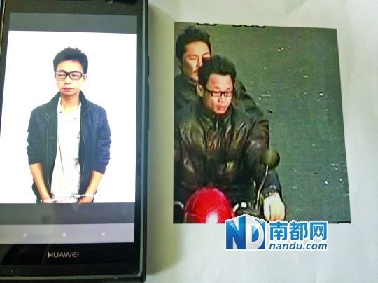叉車司機(jī)肖東。飛車搶奪嫌疑人(戴眼鏡者)。