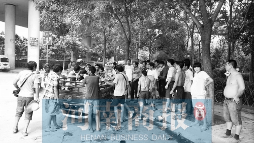 北環(huán)南陽路立交橋下，瓜農小秦被打后，附近瓜農紛紛圍了上來
