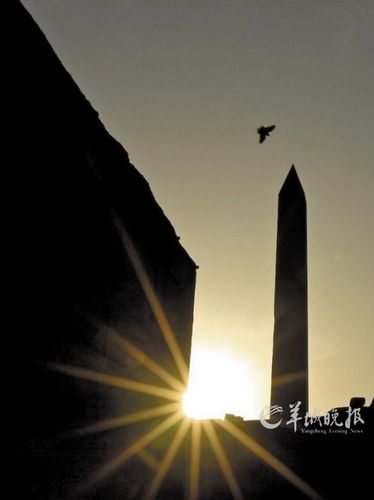 　　埃及盧克索市卡納克神廟,夕陽(yáng)下鳥兒飛過(guò)方尖碑。才揚(yáng) 攝