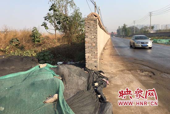 一墻之隔，一邊是道路，一邊是垃圾和荒草，市民質(zhì)疑其為遮羞墻。