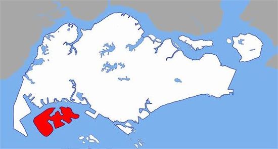 紅色為PX工廠所在裕廊島，與新加坡主城區(qū)距離5公里